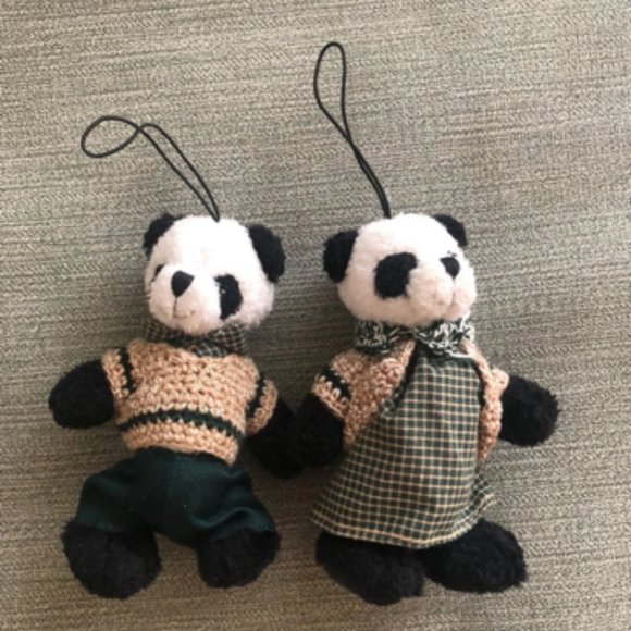 1 pair mini panda cellphone charms, key charms mini plushies - Picture 2 of 2